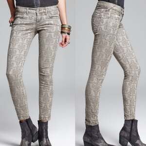 Free People Jacquard Skinny Jeans WOMENS 31 Gray Floral Textured Stretch Denim